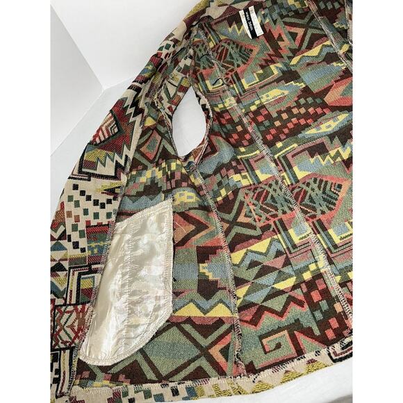 Aztec Vest Women’s Size Small Southwestern Tapestry West 36th Diagonal Zip Rodeo - Picture 11 of 13